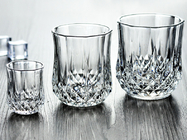 Short Party Drinking Glass Transparent Diamond Design 9.0cm Top EEC SGS